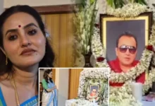 Ananya ex-wife of actor Joy Banerjee at his memorial service